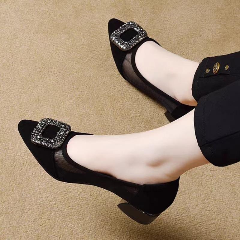 Elegant Pointed Toe Mesh Block - Women'S Work Fashion incelemesi ve fiyatı