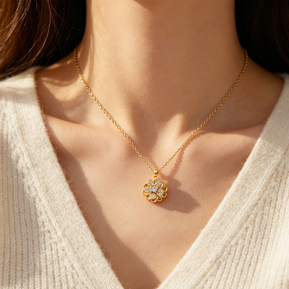 Layered Flower Pendant Necklac - Women Formal Wear For Meeting incelemesi ve fiyatı